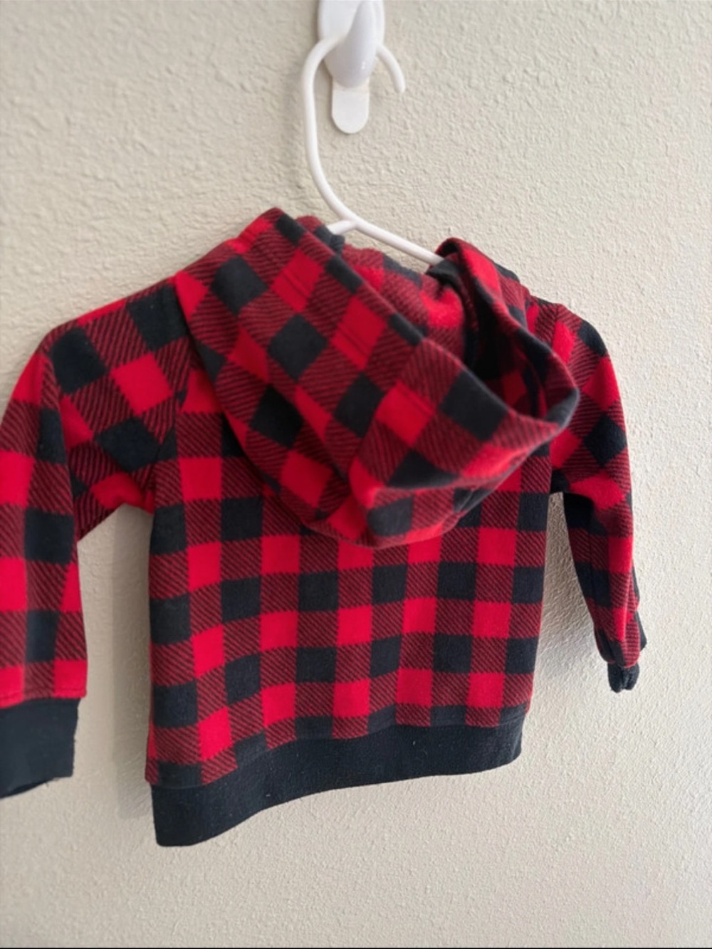 Carter's Red and Black Buffalo Plaid Bear Zip Hoodie - Picture 2 of 2